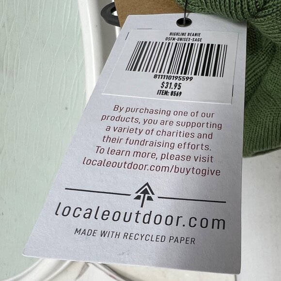 Locale Highline Beanie Hat One Size Cozy Knit Sage Green 100% Acrylic Winter NEW - Picture 8 of 8